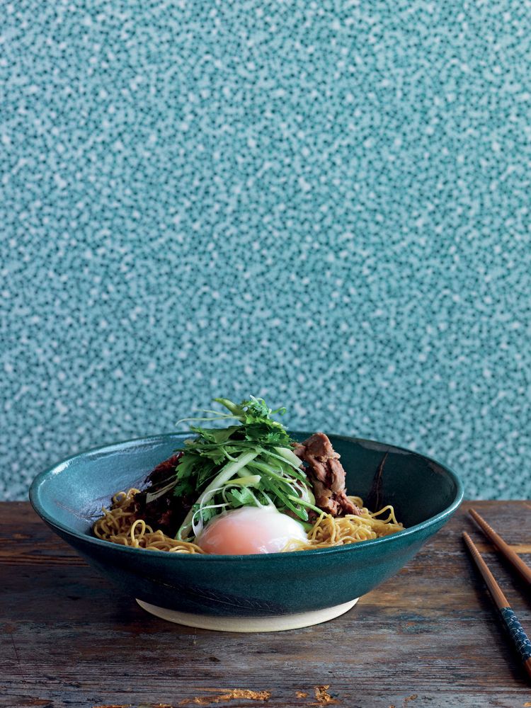 Egg Noodles with Braised Duck, XO Sauce and SlowCooked Egg from Mr