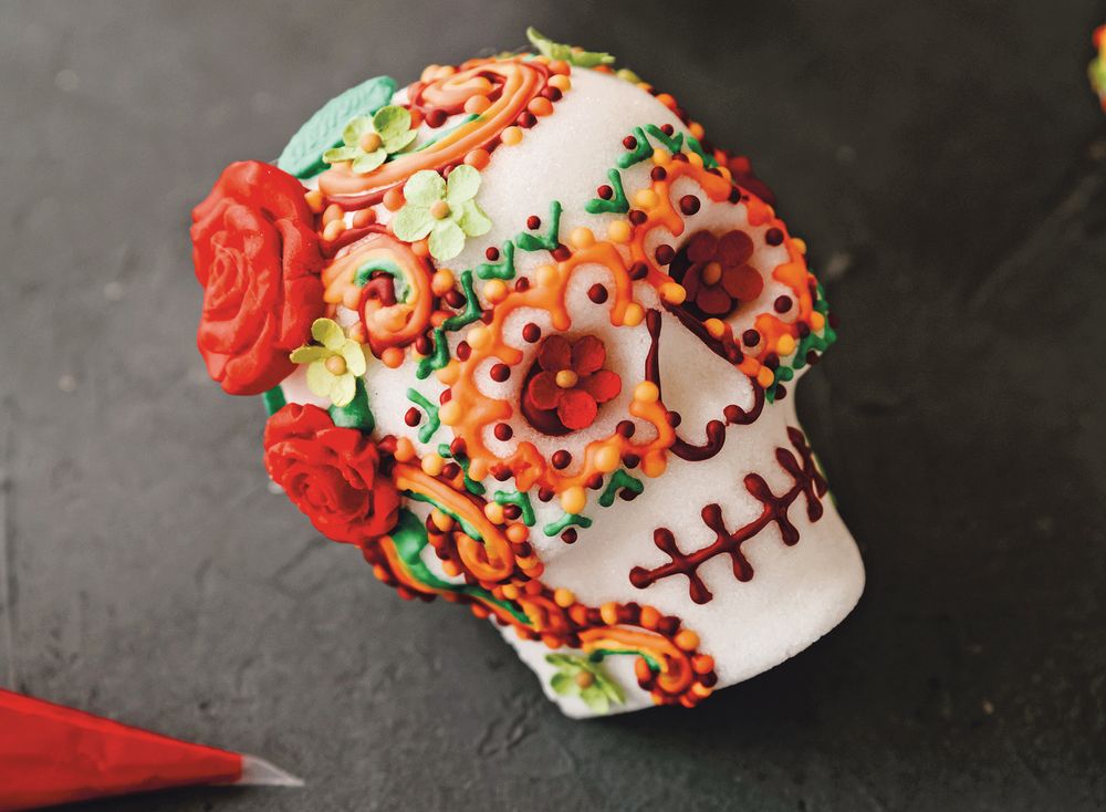 Sugar Skulls from Muy Bueno Fiestas: 100+ Delicious Mexican Recipes for Celebrating the Year by Yvette Marquez-Sharpnack