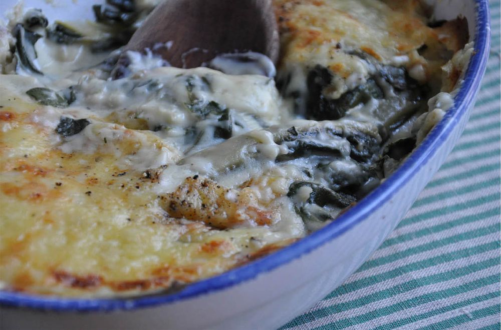 Golden Swiss Chard Gratin from My Paris Market Cookbook by Emily Dilling