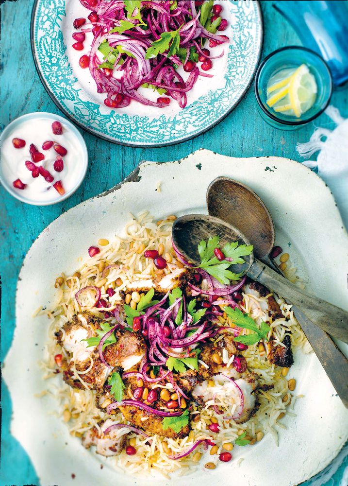 Spice-Crusted Chicken with Pomegranate Salad from My Street Food Kitchen by Jennifer Joyce