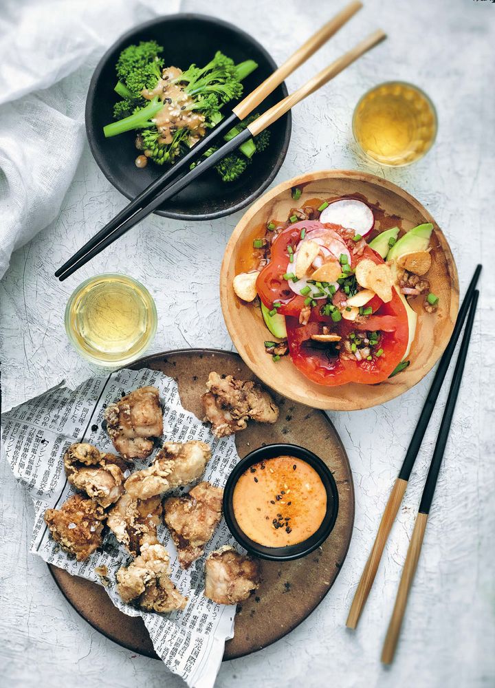 Kara’age Chicken with Yuzu Soy Dipping Sauce & Spicy Chilli Mayo from