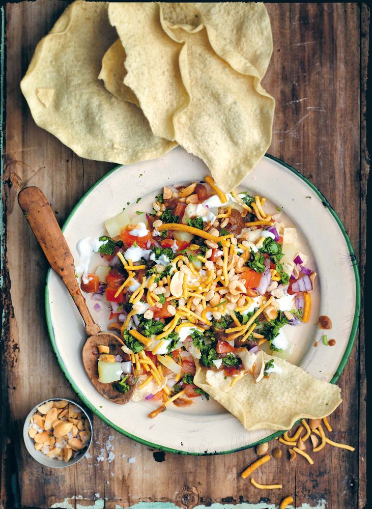 Bhel Puri with Potatoes & Green Chutney from My Street Food Kitchen by