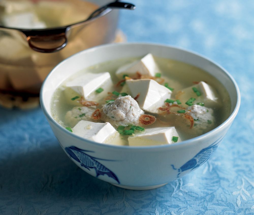 Pork Meatballs and Tofu Soup from Growing Up In A Nonya Kitchen by Sharon Wee
