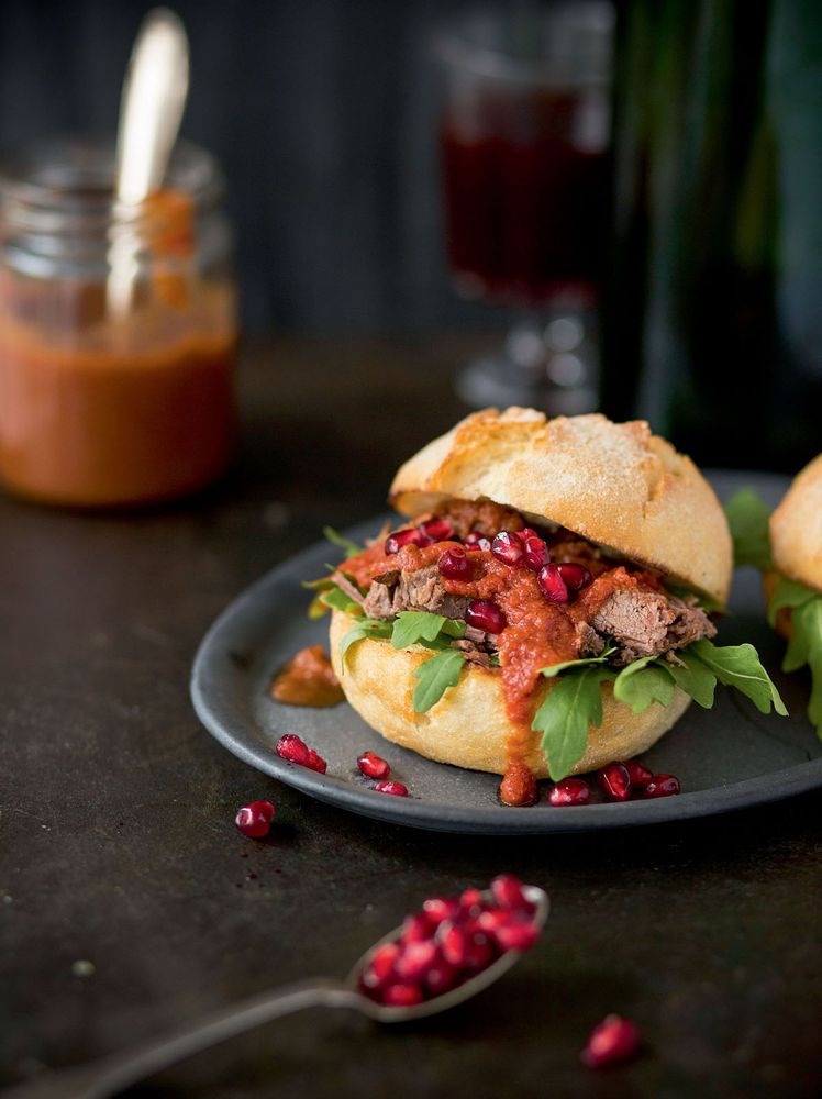 Lamb Burger with Pomegranate Seeds from New York Christmas by Lisa Nieschlag and Lars Wentrup