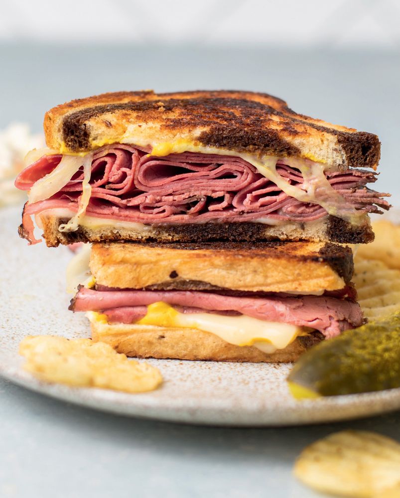 Pressed Pastrami on Rye Stacks from Smashed: 60 Epic Smash Burgers and Sandwiches for Dinner, for Lu