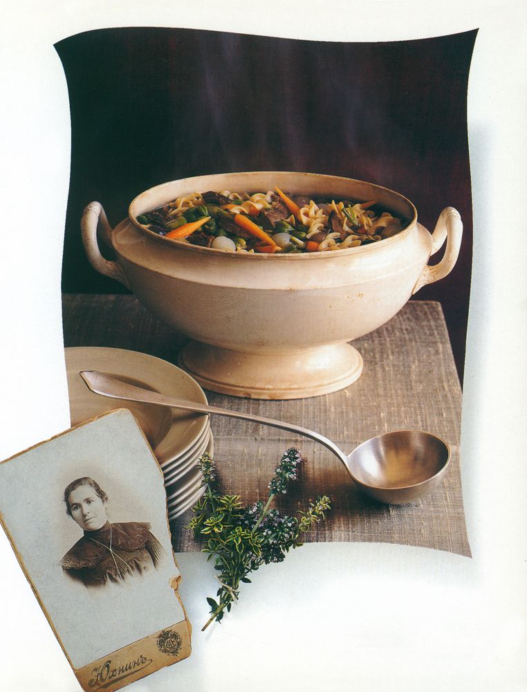 Oxtail Soup with Fava Beans from Soup: A Way of Life by Barbara Kafka