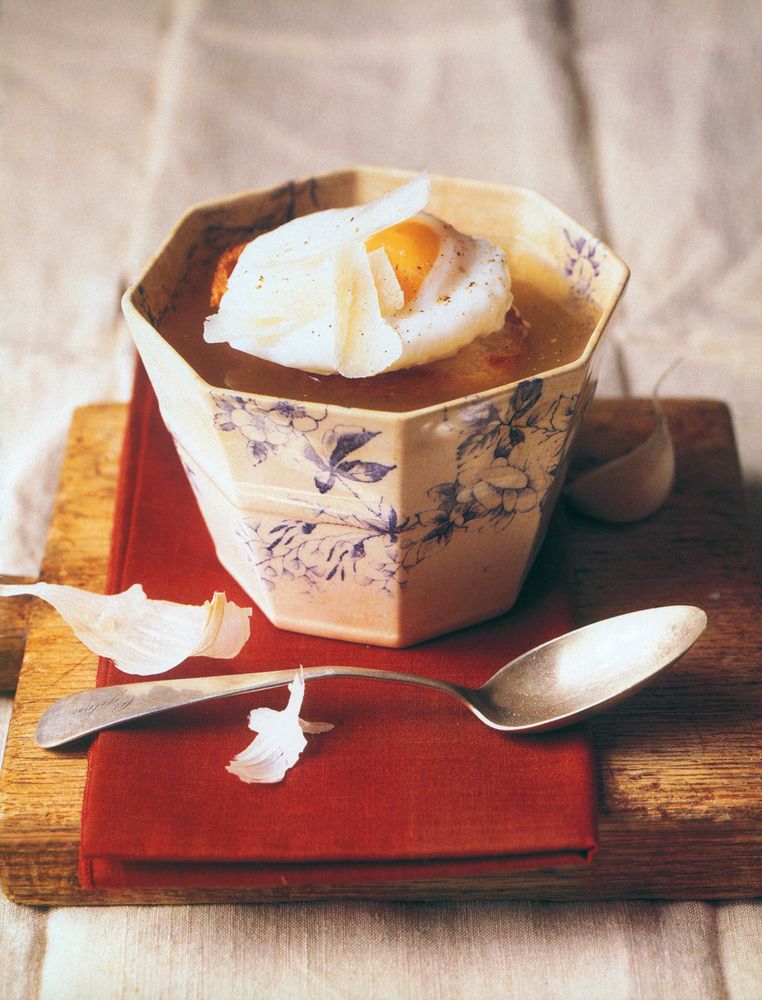 Garlic Soup with Poached Eggs from Soup: A Way of Life by Barbara Kafka