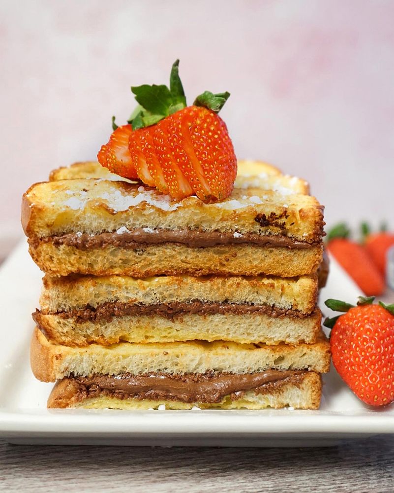 Air Fryer Stuffed French Toast Sticks from Savory vs Sweet by Shalean Ghitis and Stephanie Ghitis