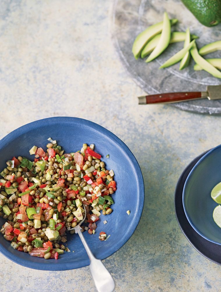 Easy mung bean salad from Saffron Soul by Mira Manek