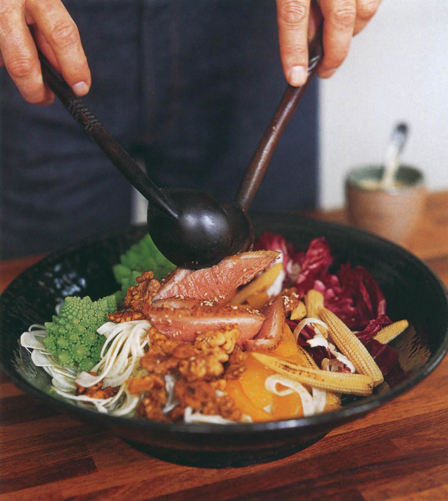 Duck Salad with Oranges, Maple Walnuts, Baby Corn, Romanesco, Radicchio and Fennel from Salads: The 