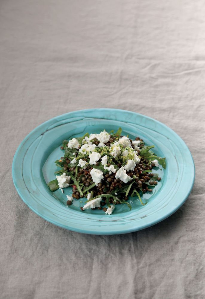 Puy Lentils with Feta and Sorrel Gremolata from Seasonal Salads by Fi