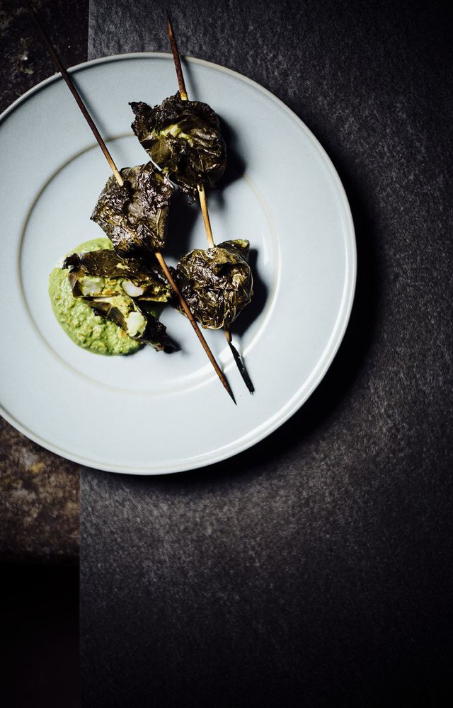 Grilled Grape Leaf–Wrapped Shrimp from Season: Big Flavors, Beautiful Food by Nik Sharma
