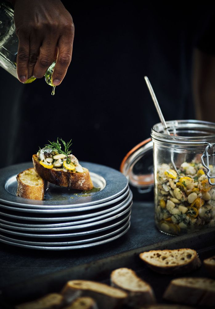 Smoked Sardines and Kumquat Crostini from Season: Big Flavors, Beautiful Food by Nik Sharma