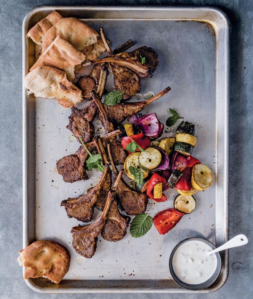 Moroccan-Spiced Lamb Chops with Vegetable Kebabs & Cucumber Raita from ...