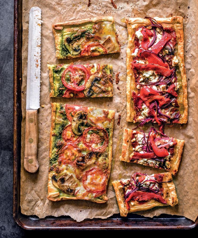 Vegetable Pizza Tarts from Sheet Pan Delicious Recipes for HandsOff Meals by Kate McMillan