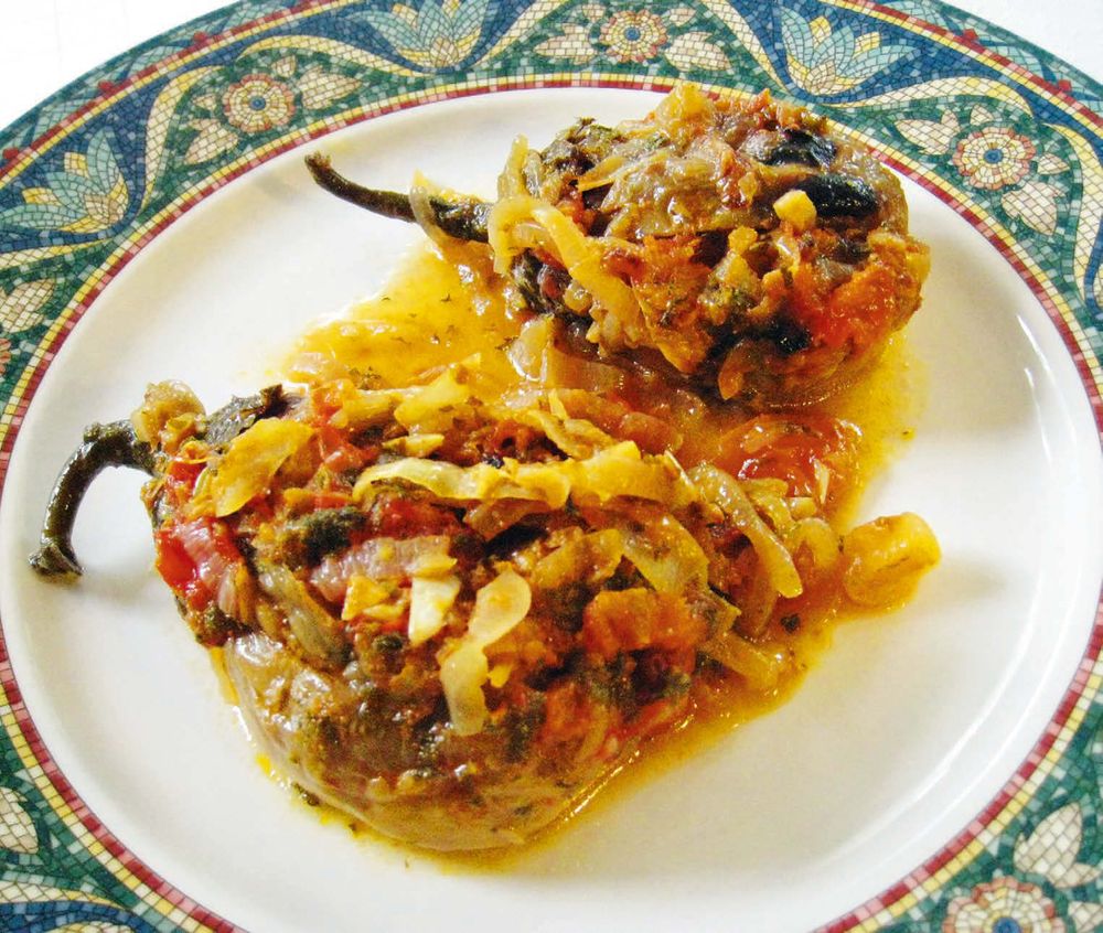 Turkish Baked Eggplant with Mint from Silk Road Vegetarian: Vegan, Vegetarian and Gluten Free Recipe