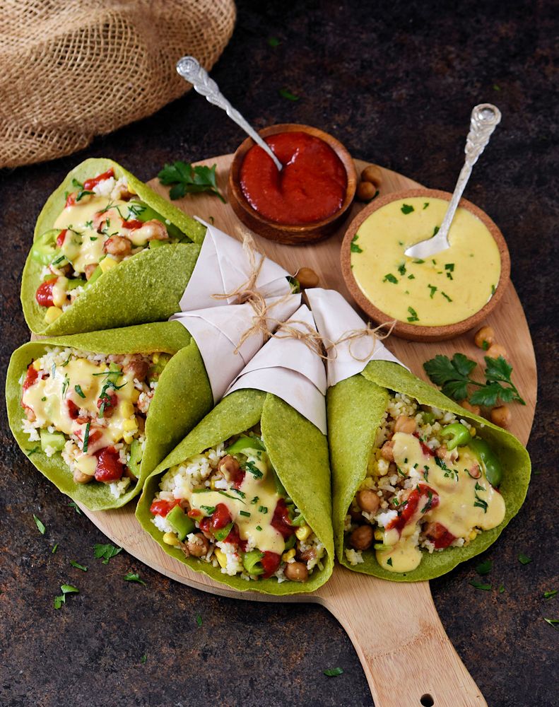 Cheesy Spinach Wraps with Rice from Simple and Delicious Vegan by
