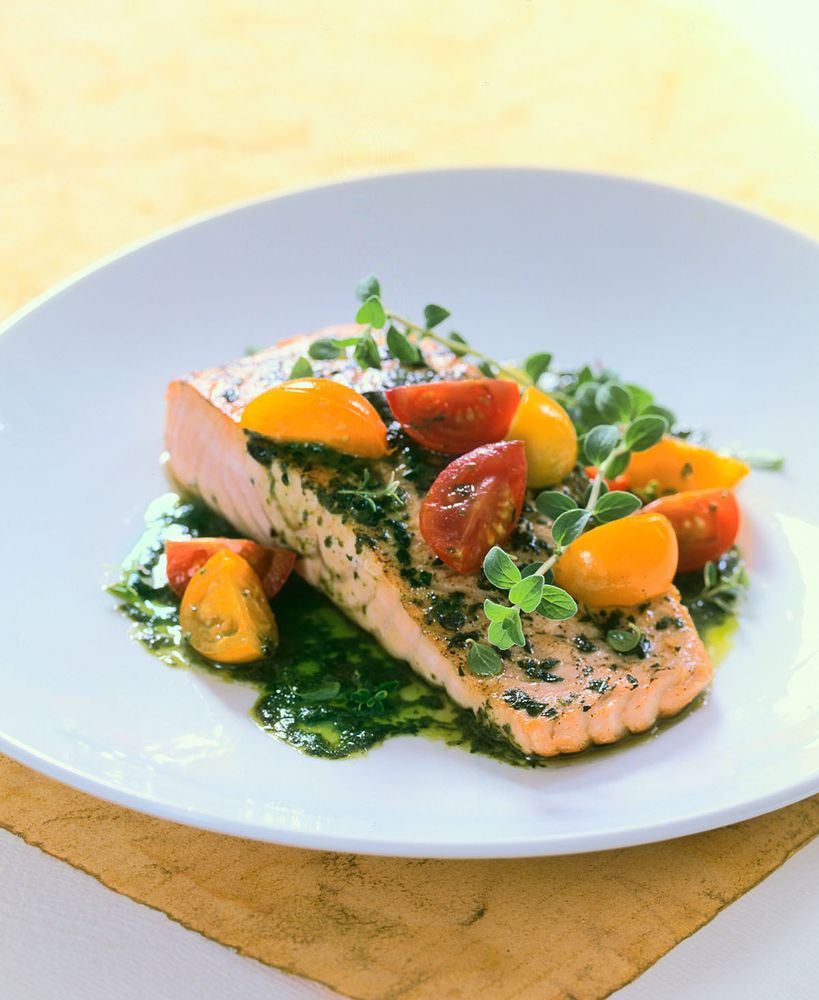 HerbCrusted Sautéed Salmon Fillets with Pistou from Simply Salmon by