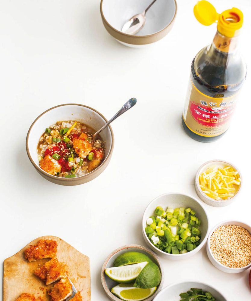 Whole Grain Congee with Crisp Panko Chicken from Slow Cook Modern by Liana Krissoff