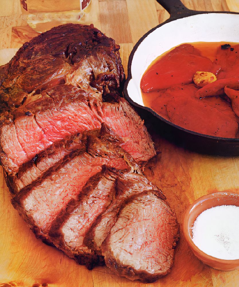 PotRoasted Club Steak with Piquillo Peppers from The Slow Mediterranean Kitchen Recipes for