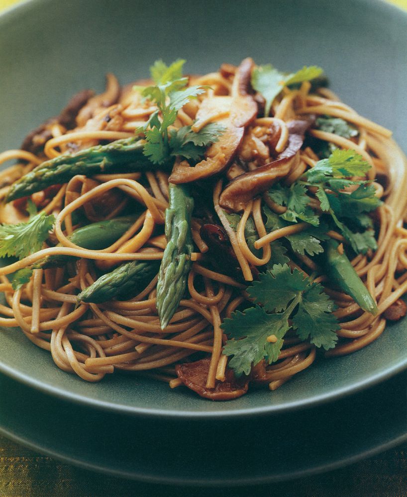 Soba noodles with mushrooms and asparagus from Spice by Christine Manfield