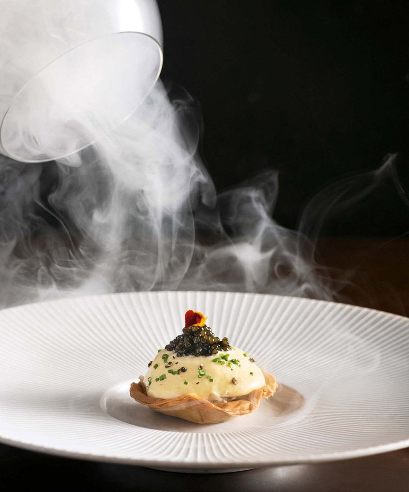 Smoked Sturgeon and Sauerkraut Tart with Riesling Mousseline and Caviar ...