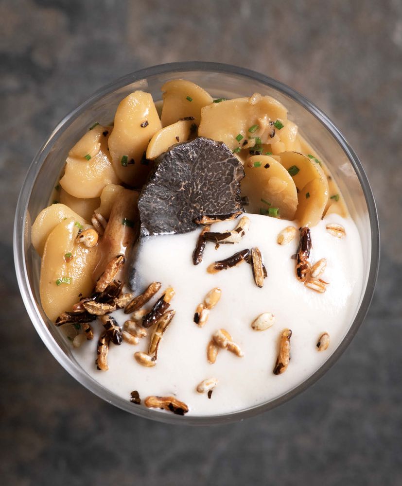 Tarbais Beans and Black Périgord Truffle in a Mason Jar with Sunchoke