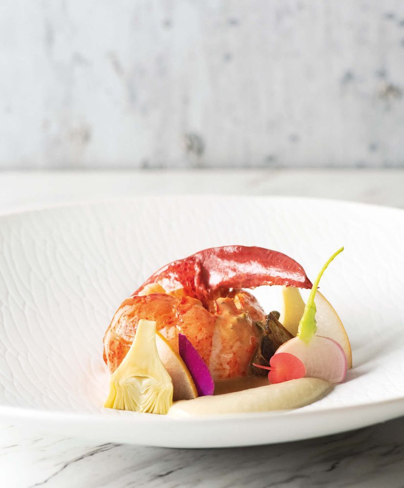 LardoPoached Maine Lobster with Fennel Puree, Caramelized Fennel, and