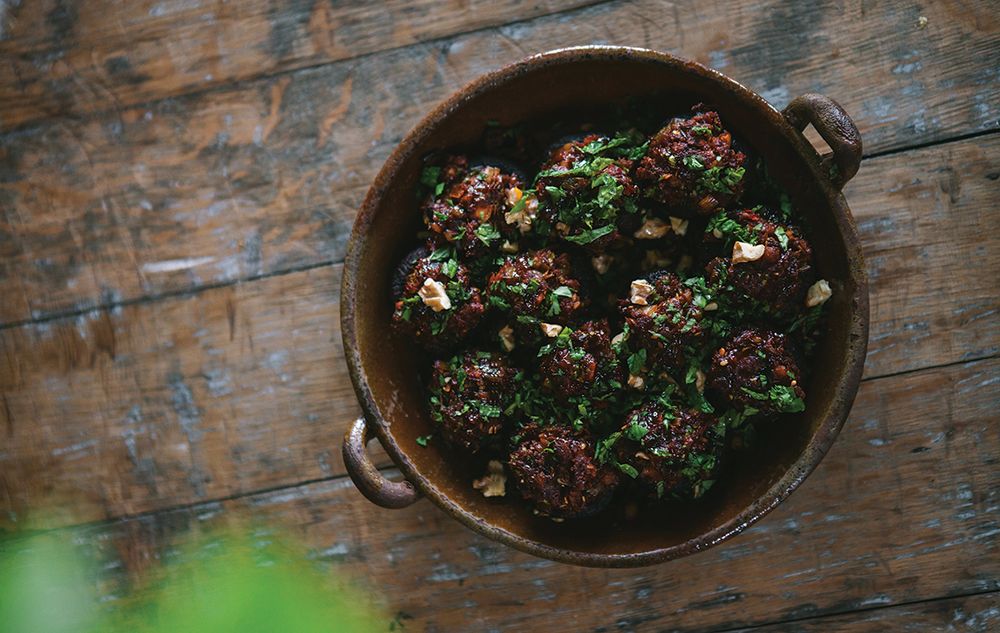 Roasted Chestnut Mushrooms from Spirit & Spice by Ghillie Basan