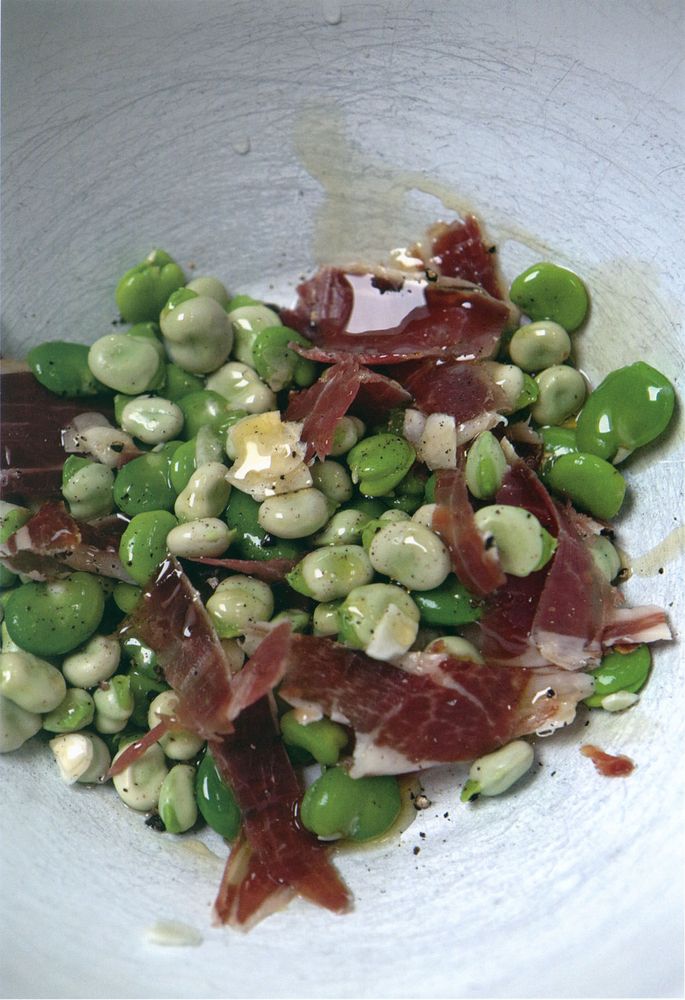 Broad Beans with Pata Negra Ham from What to Eat Now (Spring & Summer) by Valentine Warner