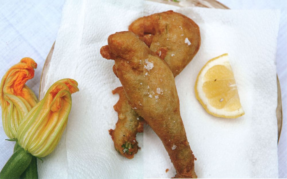 DeepFried Courgette Flowers from What to Eat Now (Spring & Summer) by