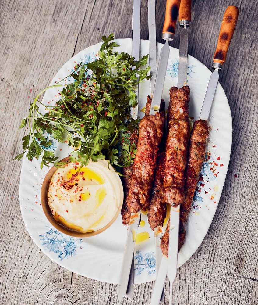 Lamb and vegetable kebabs with khebzeh hamra from Sumac by Anas Atassi