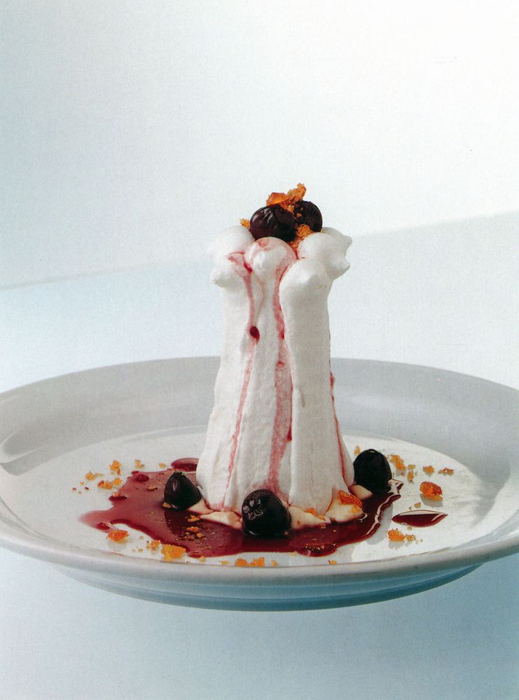 Meringues with Brandied Cherries, Clotted Cream and Praline from Paramount Desserts by Christine Man
