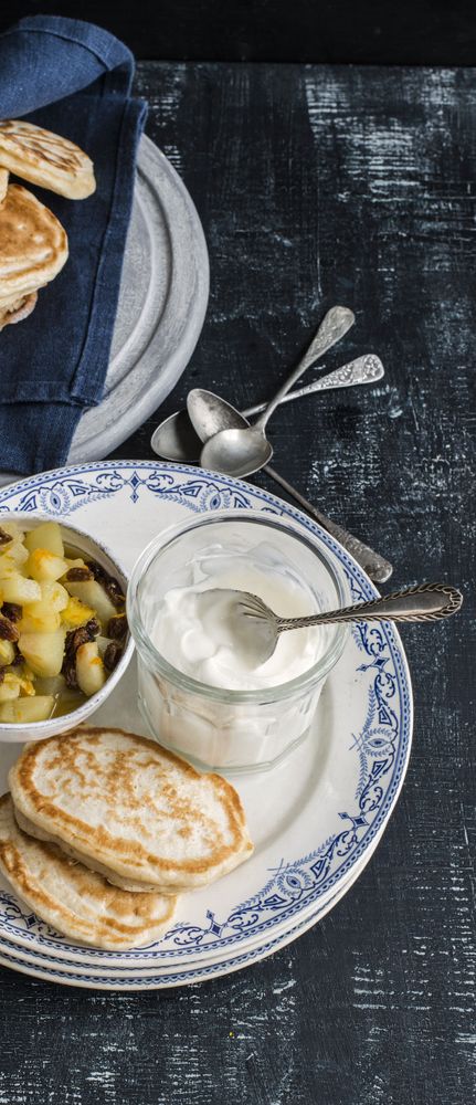 Pikelets with pear and ginger compôte from The Part-Time Vegetarian ...