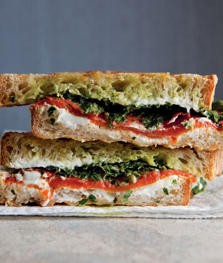 Roasted Peppers, Goat Cheese & Salsa Verde from Perfect Panini