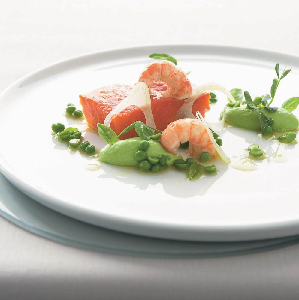 Confit of Ocean Trout with Yabbies, Pea Mousse and Fennel from Pier A Unique Australian Seafood