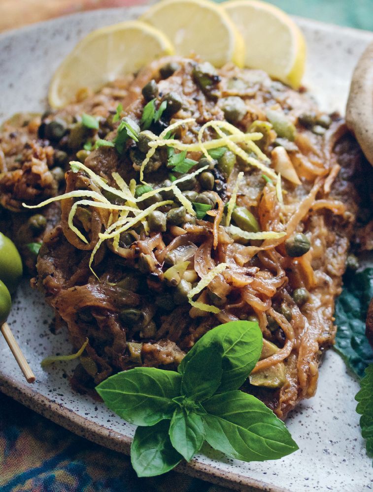 Seitan Piccata from PlantBased Gourmet by Suzannah Gerber