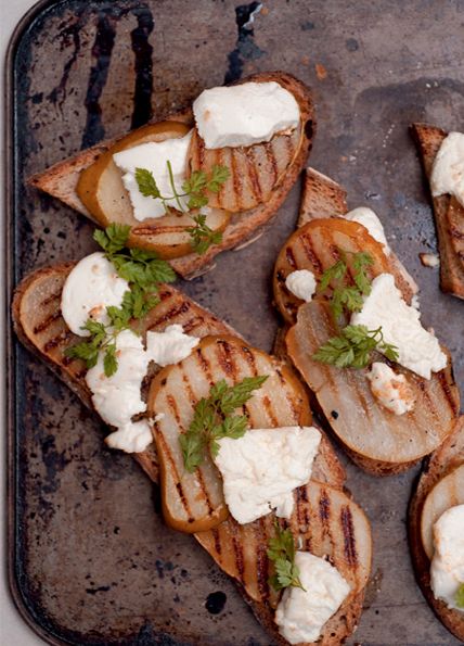 Pear crostini from Plenty by Yotam Ottolenghi