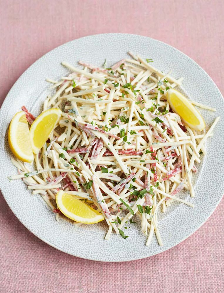 Celariac remoulade with tarragon and salami from Prue My Alltime Favourite Recipes by Prue Leith