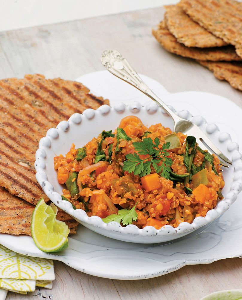 Quinoa and Lime Curry with Seeded Flatbread from The Quinoa Cookbook by Penny Doyle