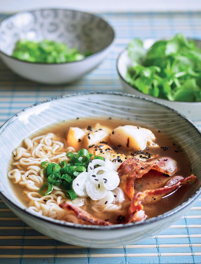 Fresh scallop and bacon ramen from Ramen by Heather Whinney