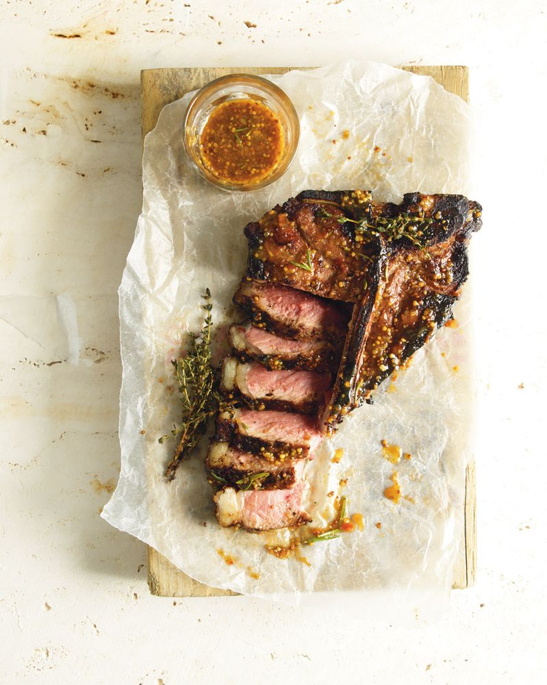 T-Bone Steak with Pear and Rosemary Marinade from Reuben at Home by Reuben Riffel