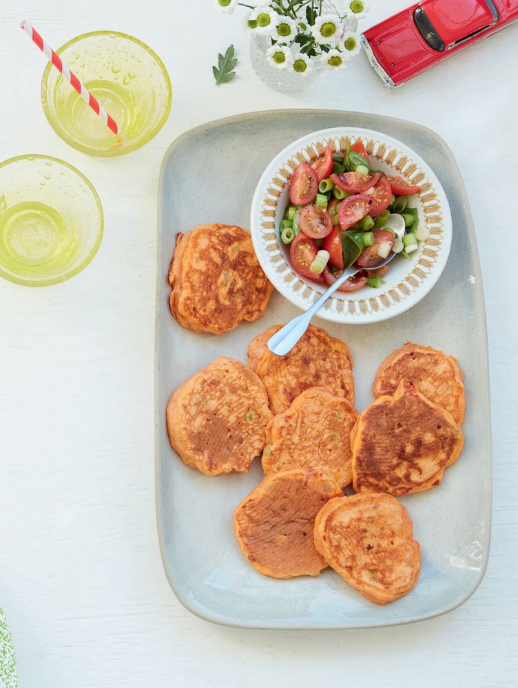 Sweetcorn and Cherry Tomato Pancakes from Real Food Kids Will Love