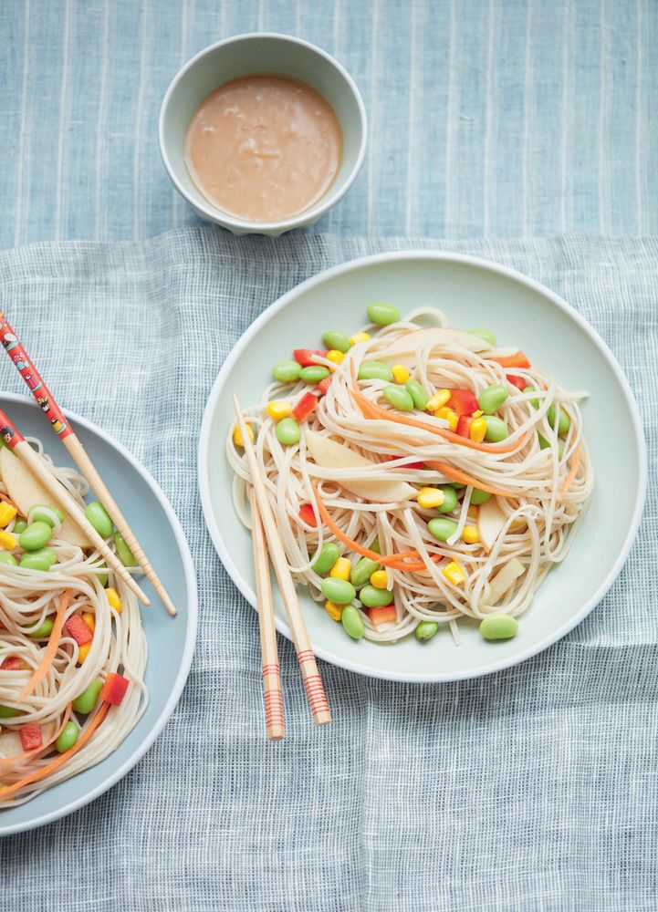 Edamame Noodle Salad with Peanut Dressing from Real Food Kids Will Love