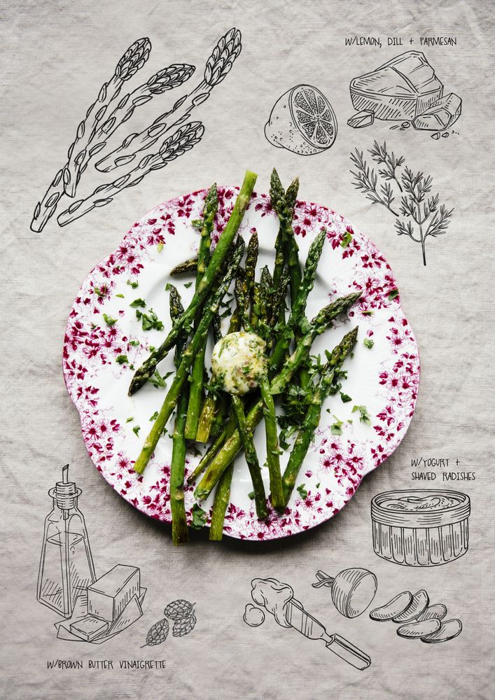 Asparagus Stalks w/AnchovyCaper Butter and Fresh Herbs from Ruffage A