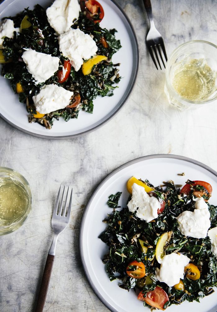 Massaged Kale w/Tomatoes, Creamed Mozzarella, and Wild Rice from ...