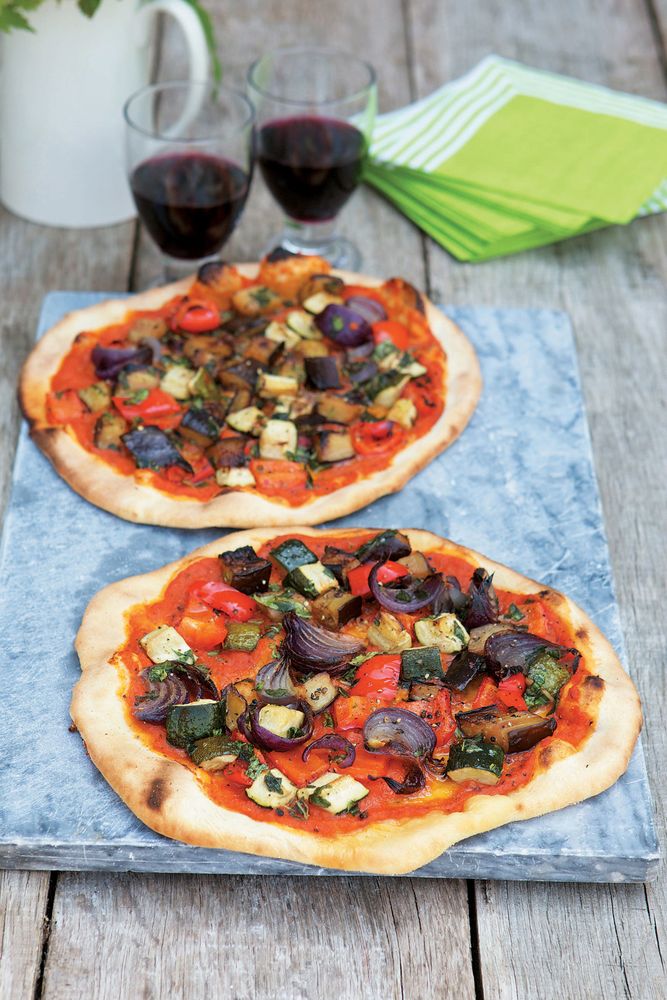 Pizza with Roast Summer Vegetables from Woodfired Oven Cookbook by Holly Jones and David Jones
