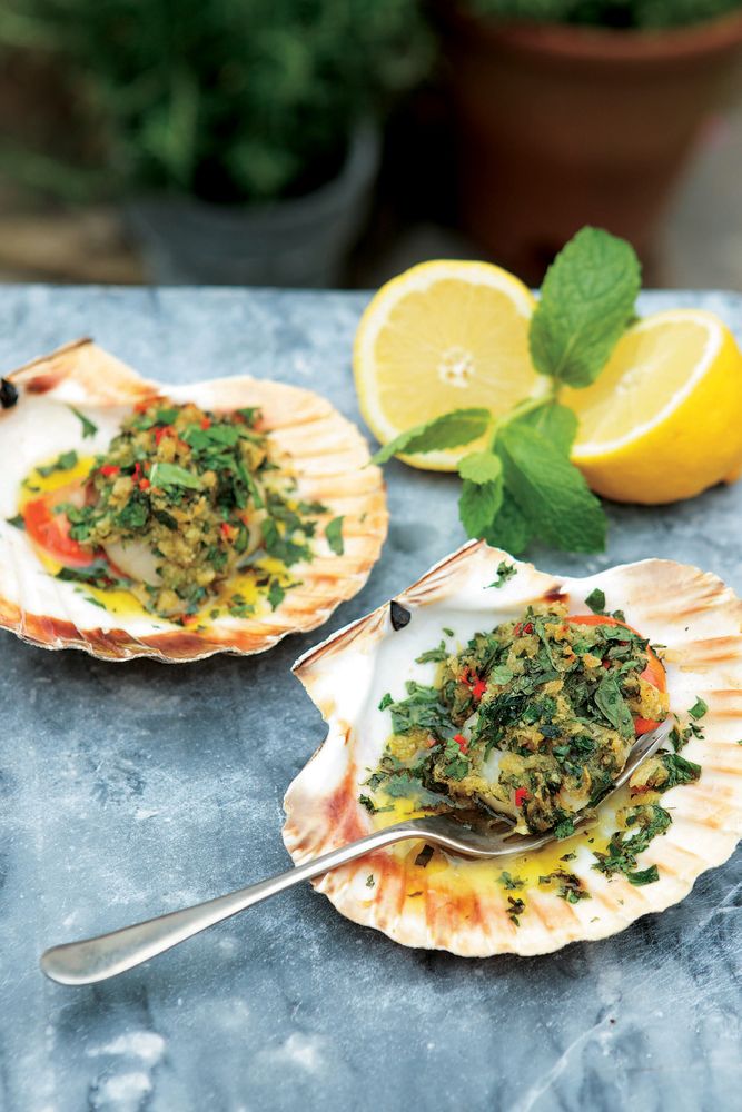 Scallops with Chilli and Mint from Woodfired Oven Cookbook by Holly