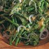 Buckwheat & French Bean Salad (Ottolenghi Simple Cook Book Recipe). Serves  four: 2 Red Onion (2cm wedges) 3-4 Garlic Cloves (sliced) 90-100g Buckwheat  350-400g French Beans (Trimmed & sliced in half) 5g
