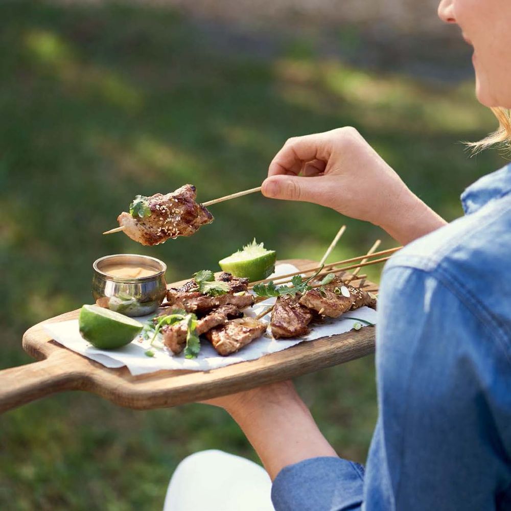 Asian Tahini Skewers from Wholesome by Sarah Graham